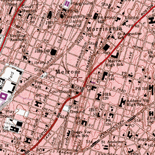 Topographic Map of Melrose, NY