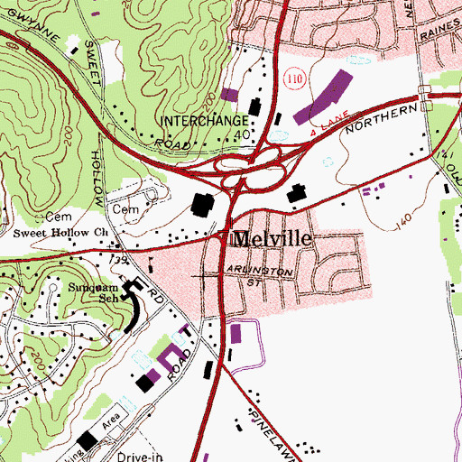 Topographic Map of Melville, NY