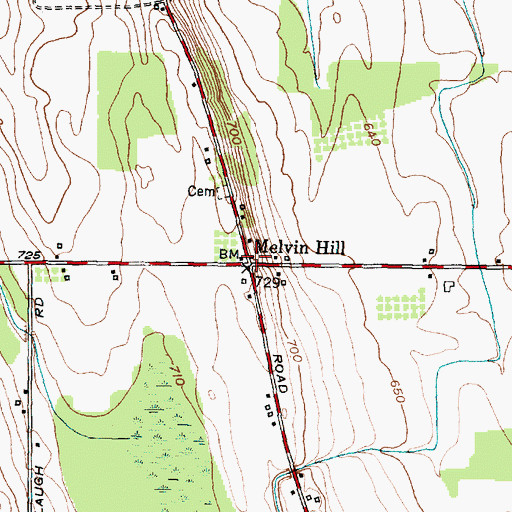Topographic Map of Melvin Hill, NY
