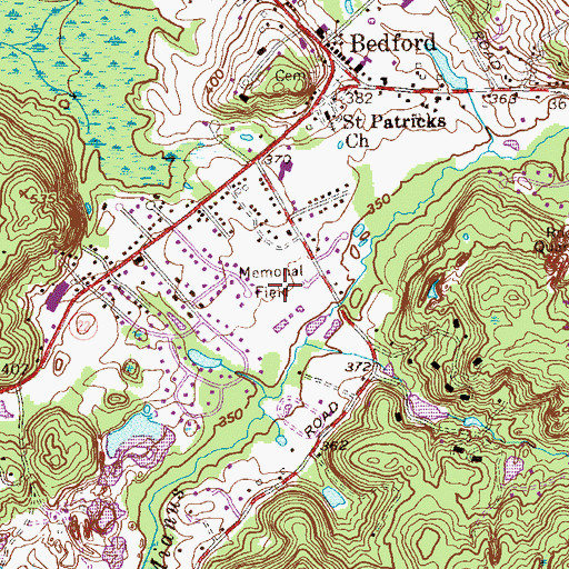 Topographic Map of Bedford Village Memorial Park, NY