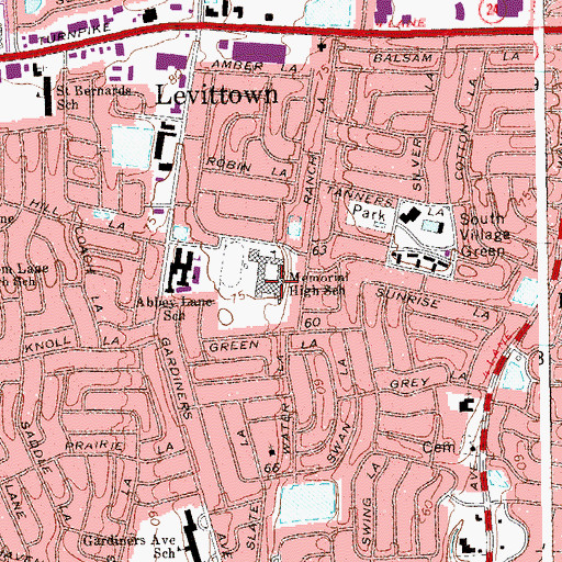 Topographic Map of Memorial High School, NY