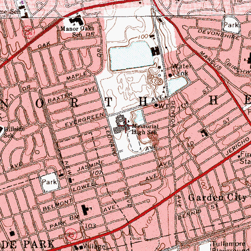 Topographic Map of New Hyde Park Memorial Junior-Senior High School, NY