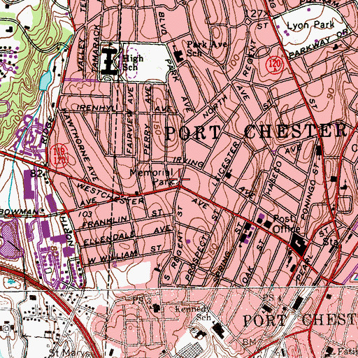 Topographic Map of Memorial Park, NY