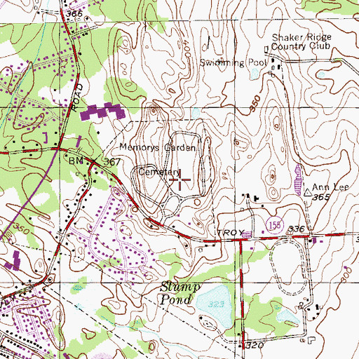 Topographic Map of Memory Gardens Cemetery, NY