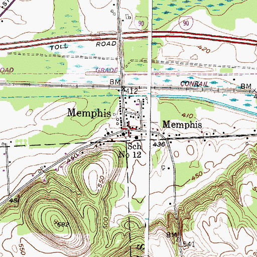 Topographic Map of Memphis, NY