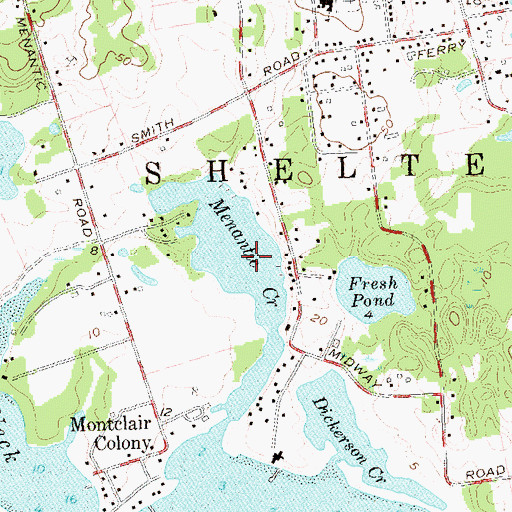 Topographic Map of Menantic Creek, NY