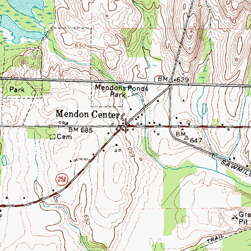 Topographic Map of Mendon Center, NY