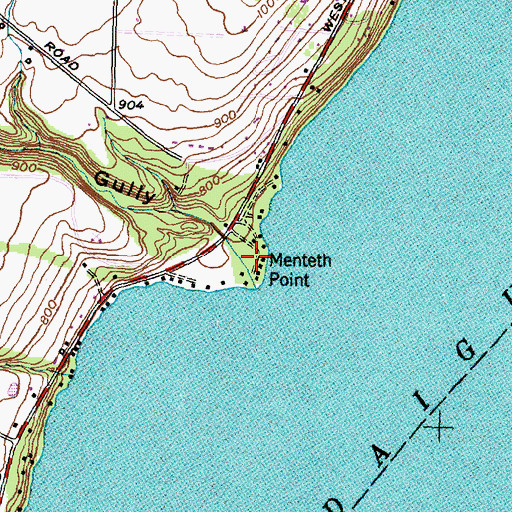 Topographic Map of Menteth Point, NY