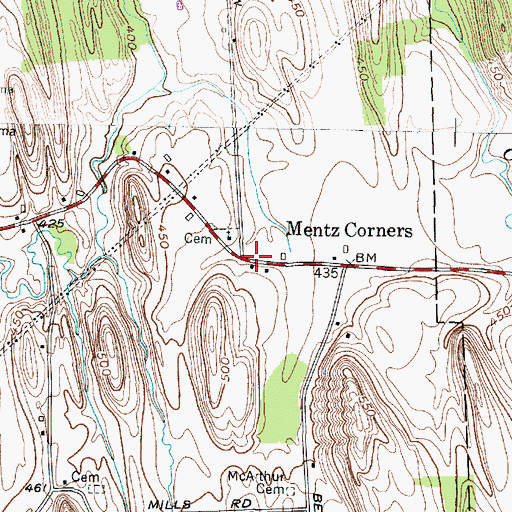 Topographic Map of Mentz Corners, NY