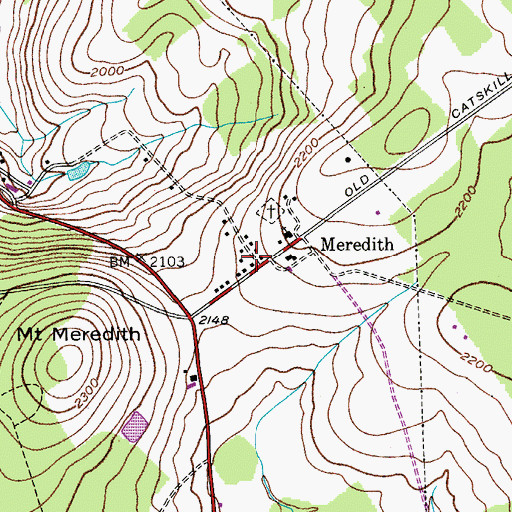 Topographic Map of Meredith, NY