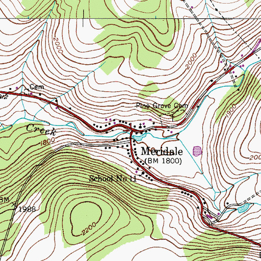Topographic Map of Meridale, NY