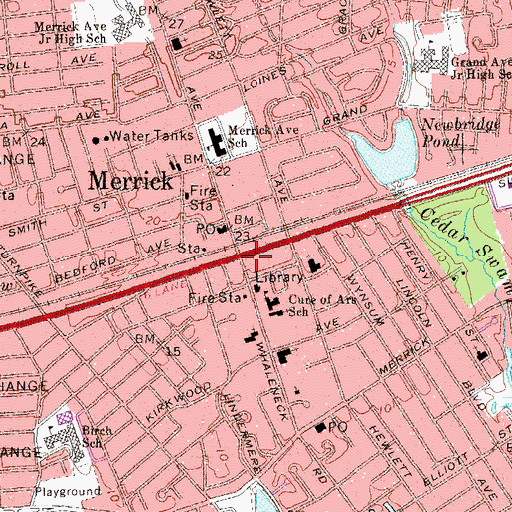 Topographic Map of Merrick, NY