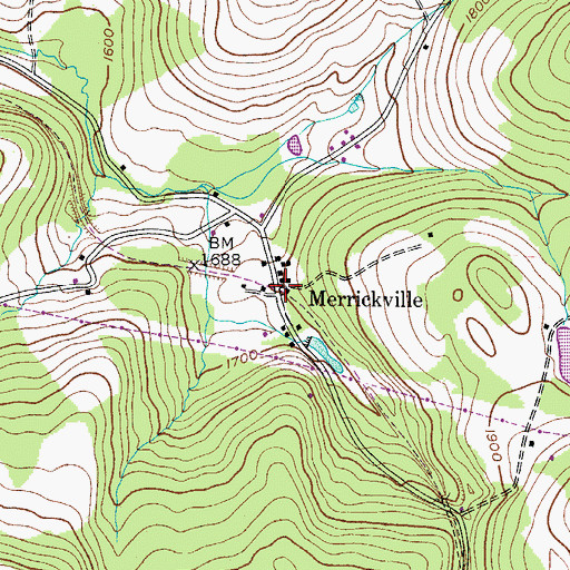 Topographic Map of Merrickville, NY