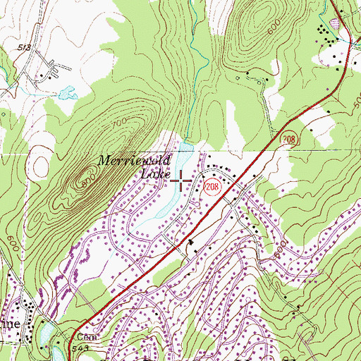Topographic Map of Merriewold Lake, NY