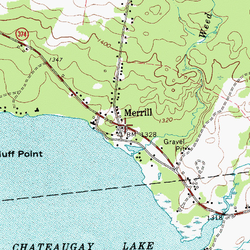 Topographic Map of Merrill, NY