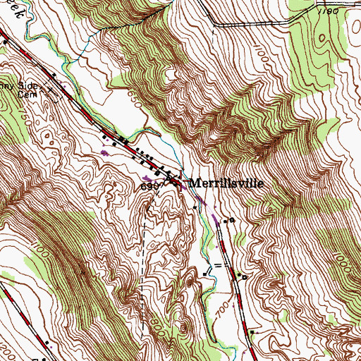 Topographic Map of Merrillsville, NY