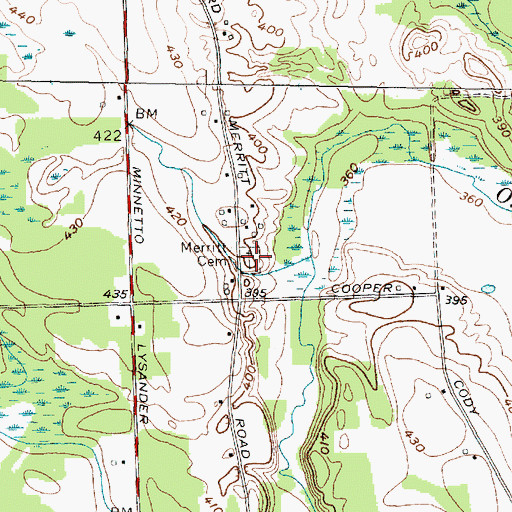 Topographic Map of Merritt Cemetery, NY