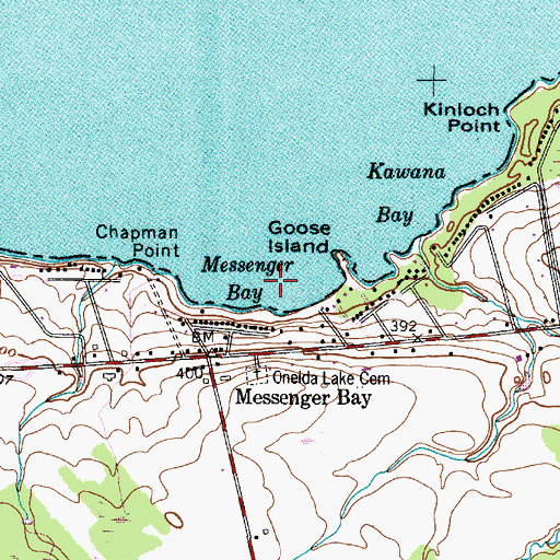 Topographic Map of Messenger Bay, NY