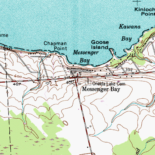 Topographic Map of Messenger Bay, NY
