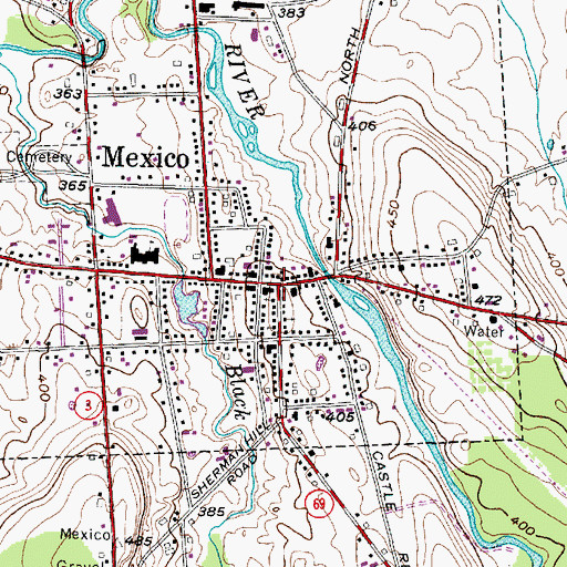 Topographic Map of Mexico, NY