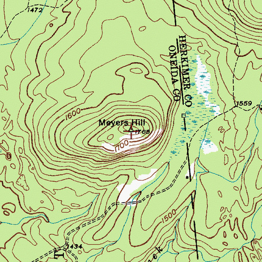 Topographic Map of Meyers Hill, NY