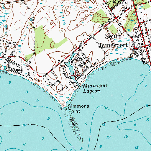 Topographic Map of Miamogue Lagoon, NY