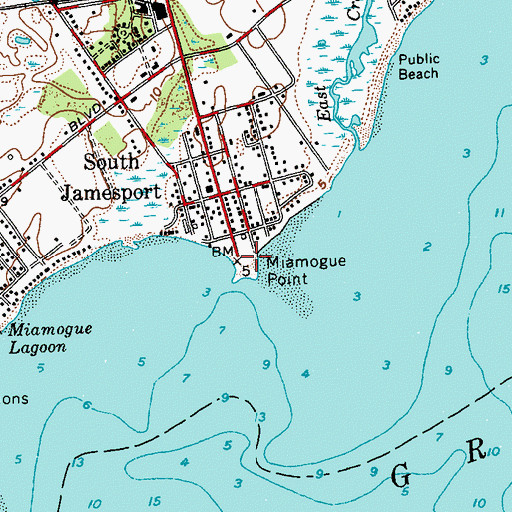 Topographic Map of Miamogue Point, NY
