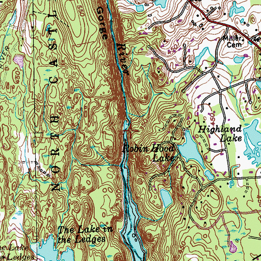 Topographic Map of Mianus Gorge, NY