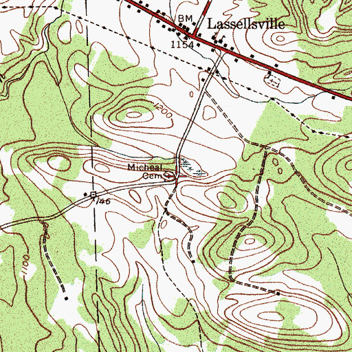 Topographic Map of Michael Cemetery, NY