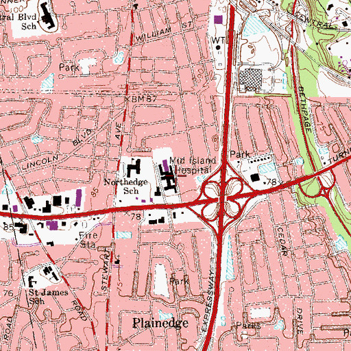 Topographic Map of Saint Joseph Hospital, NY