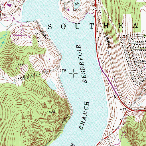 Topographic Map of Middle Branch Reservoir, NY