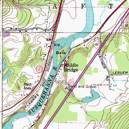 Topographic Map of Middle Bridge, NY