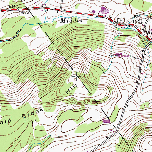 Topographic Map of Middle Brook Hill, NY