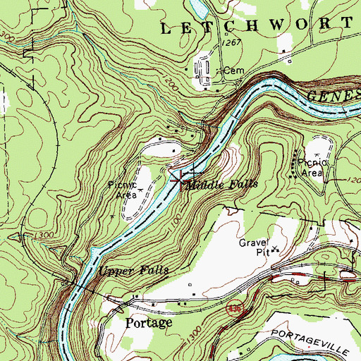 Topographic Map of Middle Falls, NY