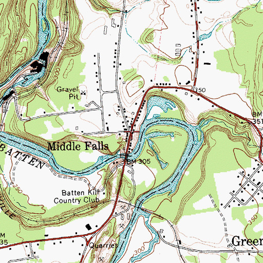 Topographic Map of Middle Falls, NY