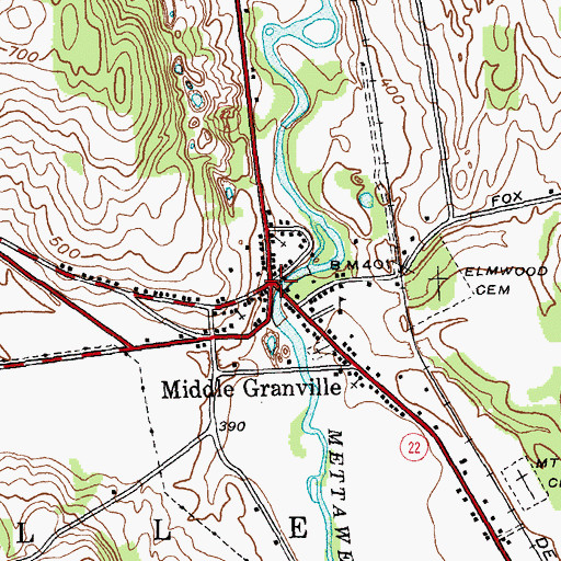 Topographic Map of Middle Granville, NY