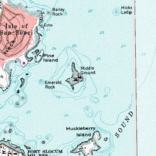 Topographic Map of Middle Ground, NY