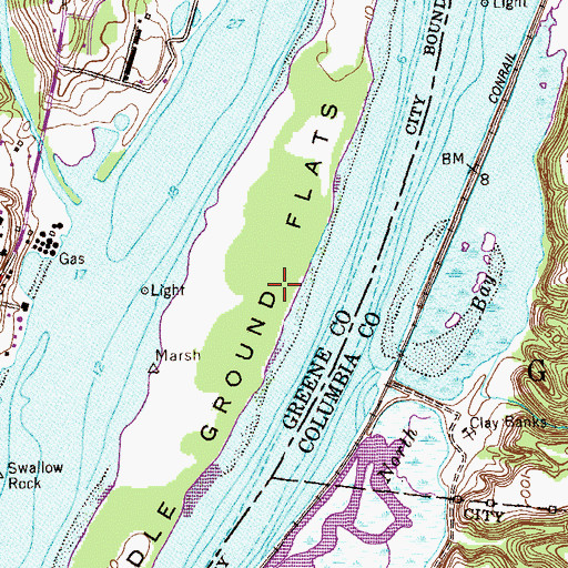 Topographic Map of Middle Ground Flats, NY