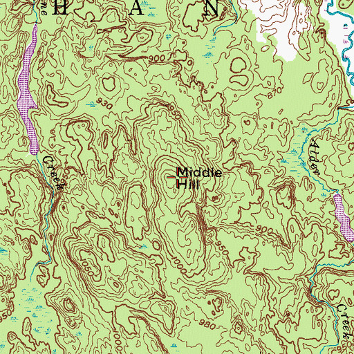 Topographic Map of Middle Hill, NY