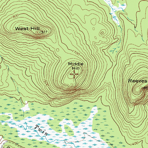 Topographic Map of Middle Hill, NY