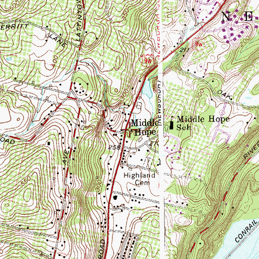 Topographic Map of Middle Hope, NY