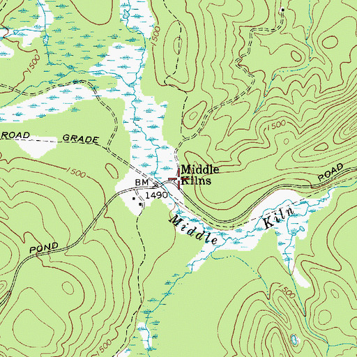 Topographic Map of Middle Kilns, NY