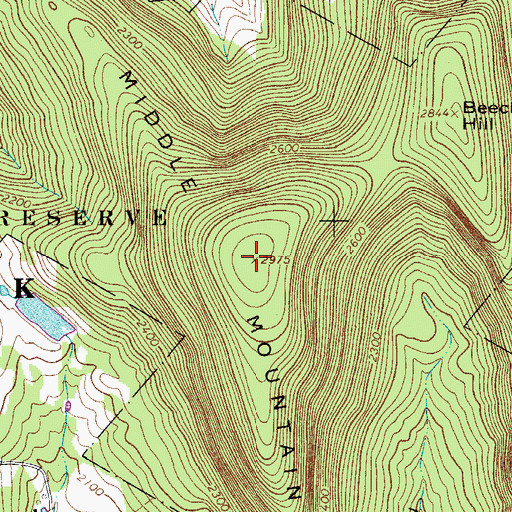 Topographic Map of Middle Mountain, NY
