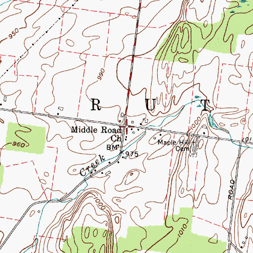 Topographic Map of Middle Road Church, NY