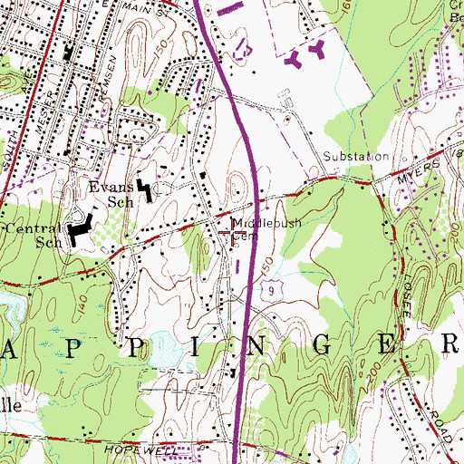 Topographic Map of Middlebush Cemetery, NY