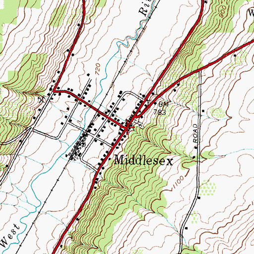 Topographic Map of Middlesex, NY