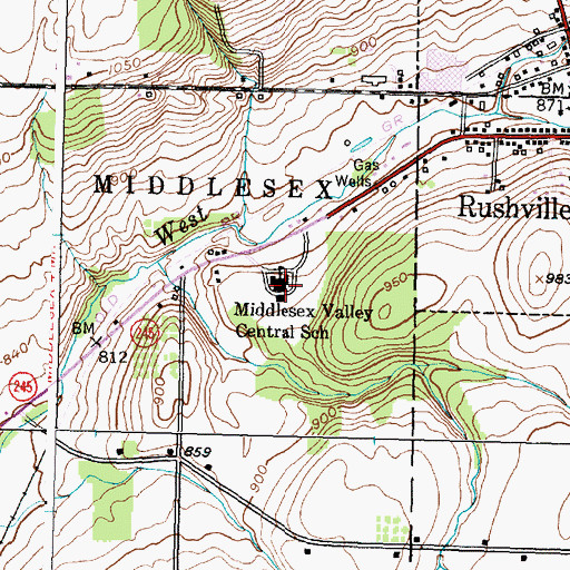 Topographic Map of Middlesex Valley Central School, NY