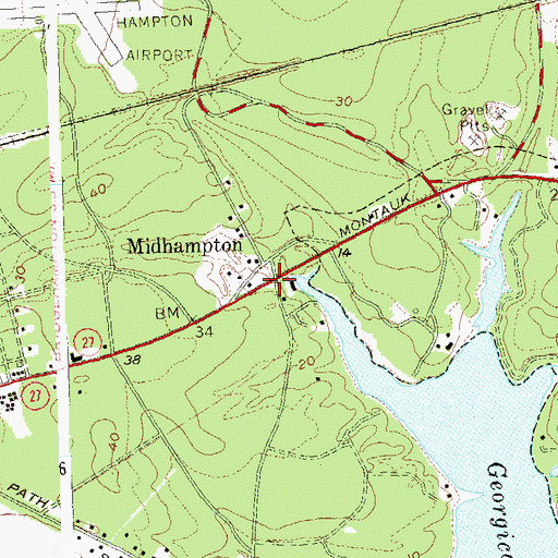 Topographic Map of Midhampton, NY