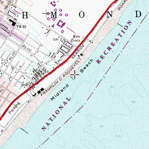 Topographic Map of Midland Beach, NY