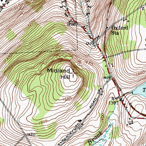 Topographic Map of Midland Hill, NY